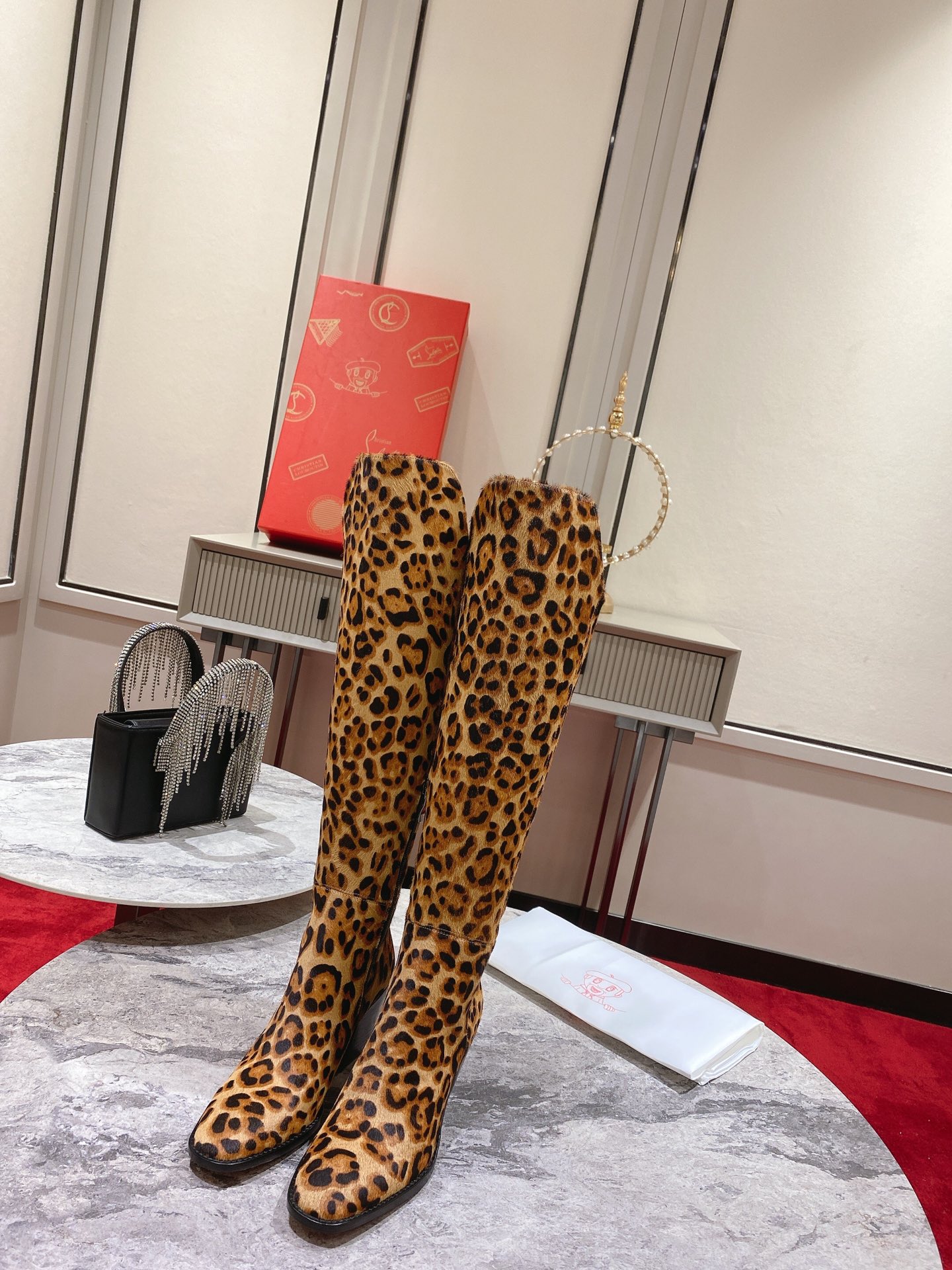 Louboutin leopard-print horsehair Morgan boots