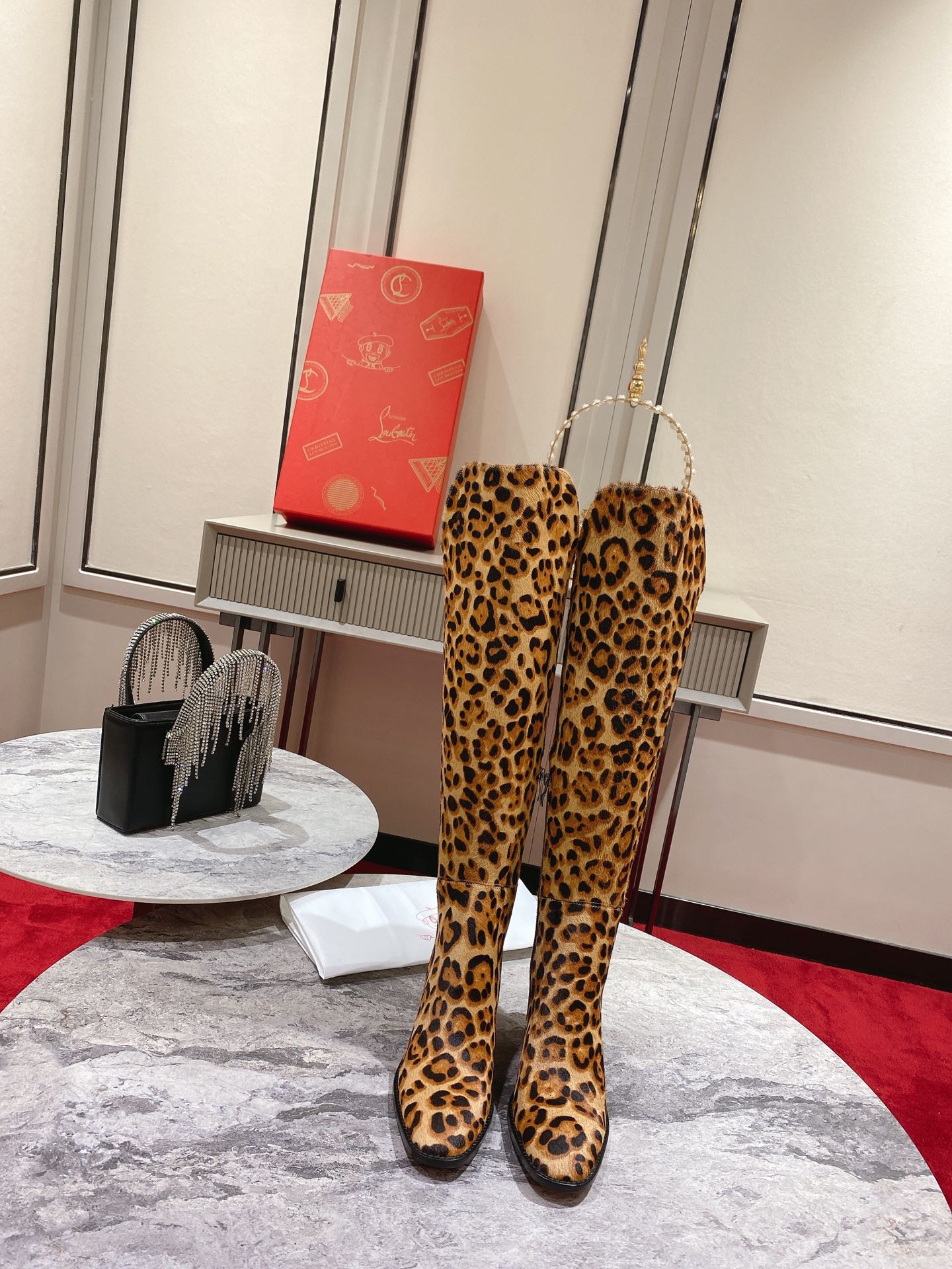 Louboutin leopard-print horsehair Morgan boots