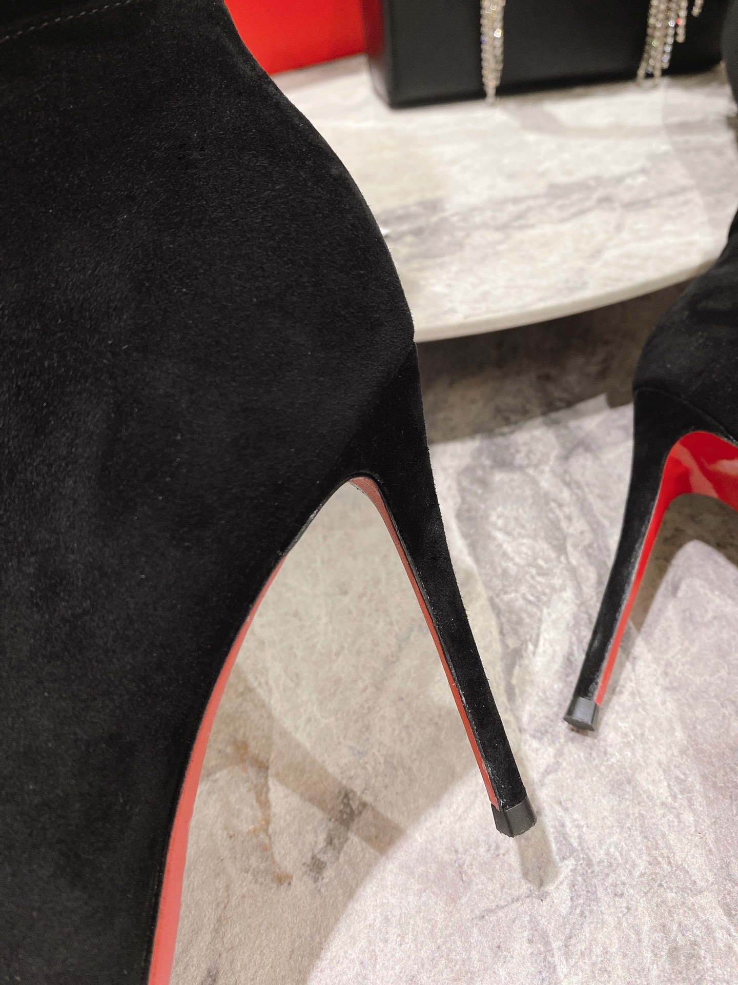 Christian Louboutin red-soled long boots suede