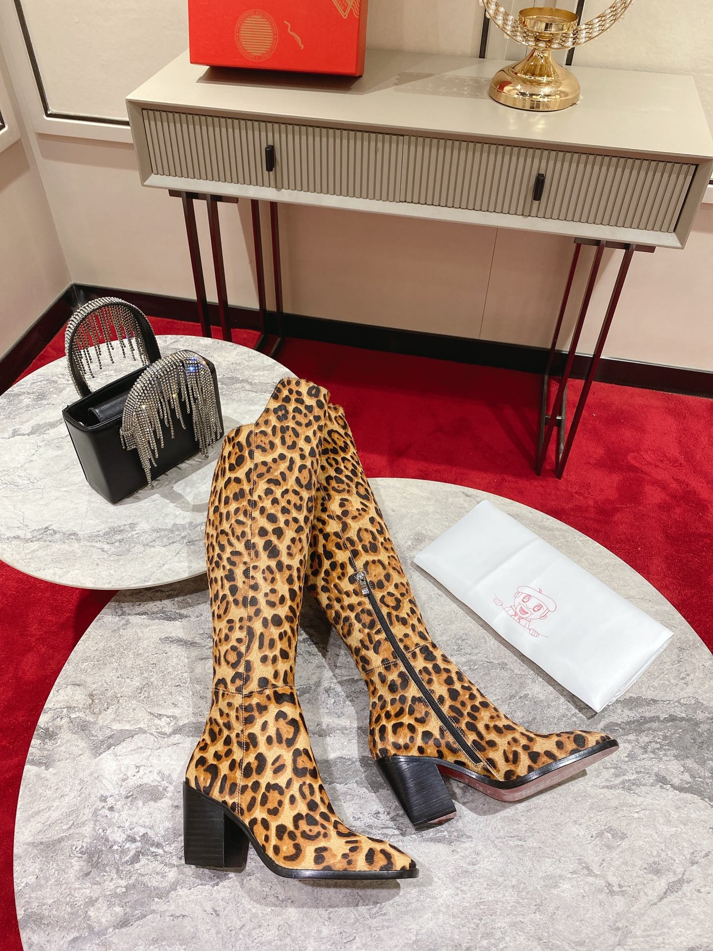 Louboutin leopard-print horsehair Morgan boots