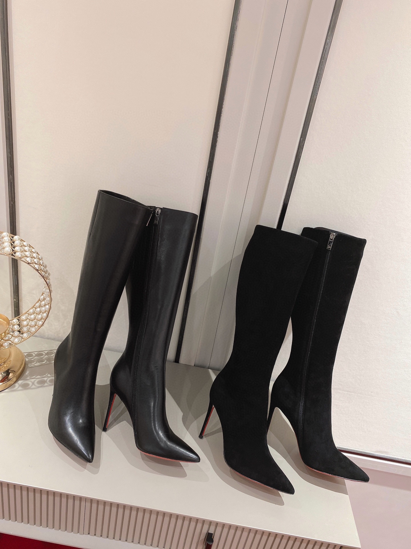 Christian Louboutin red-soled long boots leather