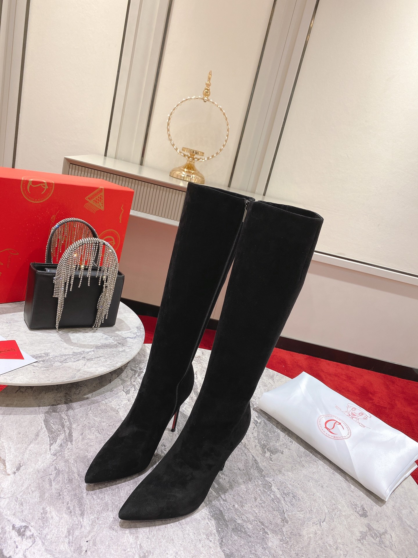 Christian Louboutin red-soled long boots leather