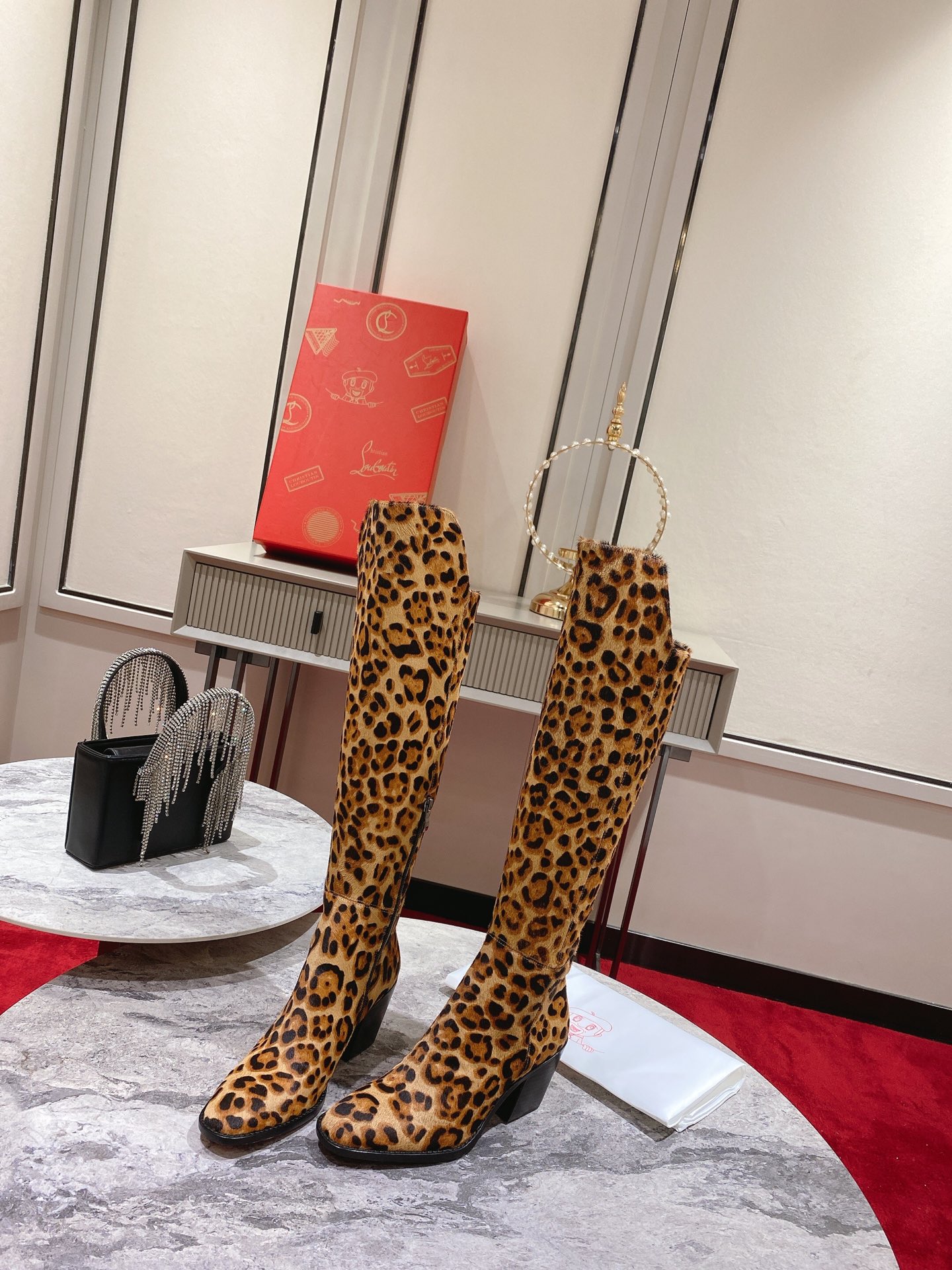 Louboutin leopard-print horsehair Morgan boots
