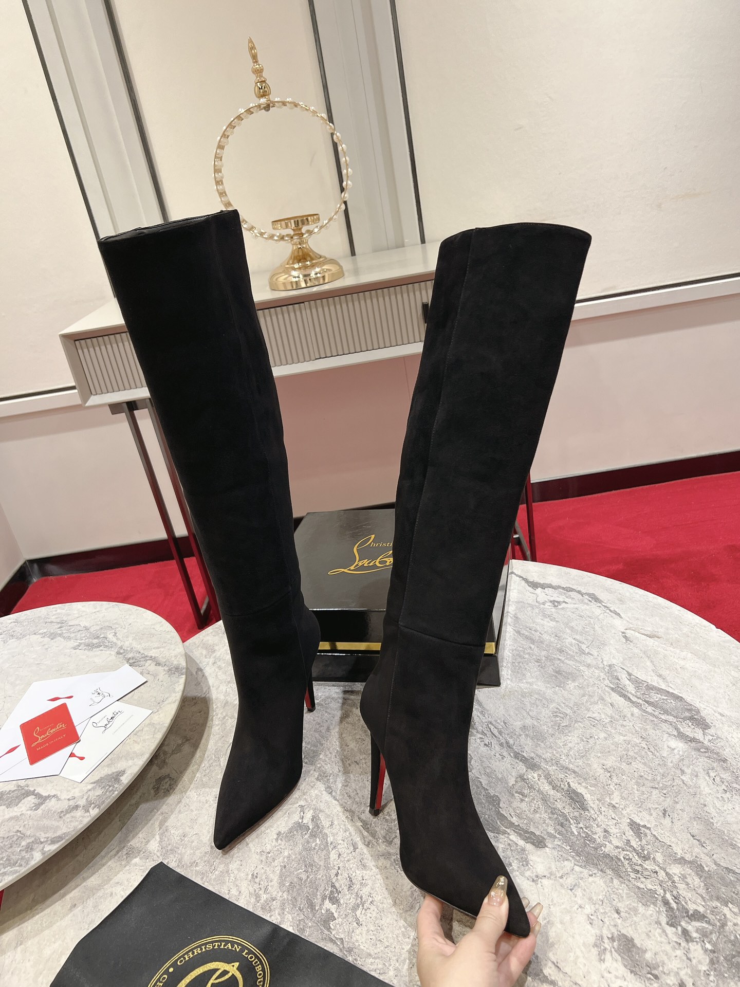 Christian Louboutin The Astrilarge Booty mid-calf boots suede leather