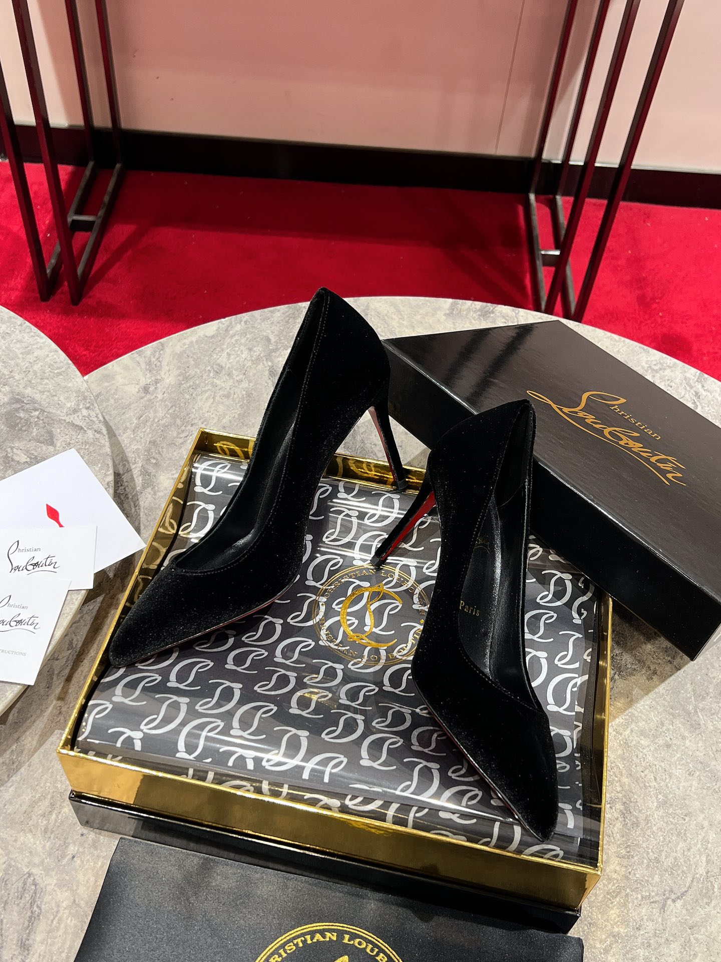 Louboutin Kate Max 100 mm Pumps - Velvet d'Or - Black - Women Black