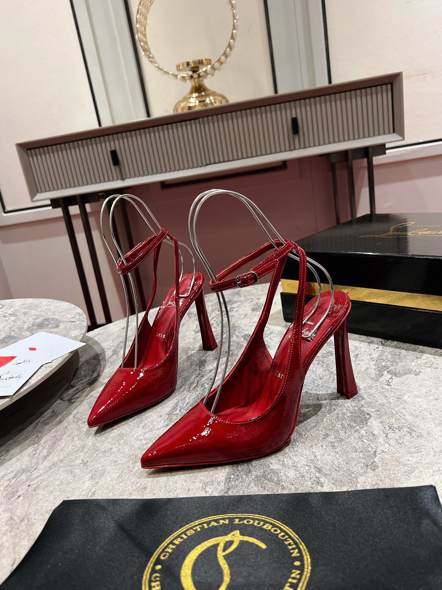 Louboutin Condora Strap 100 mm Strappy pumps - Vog patent leather - Loubi - Women