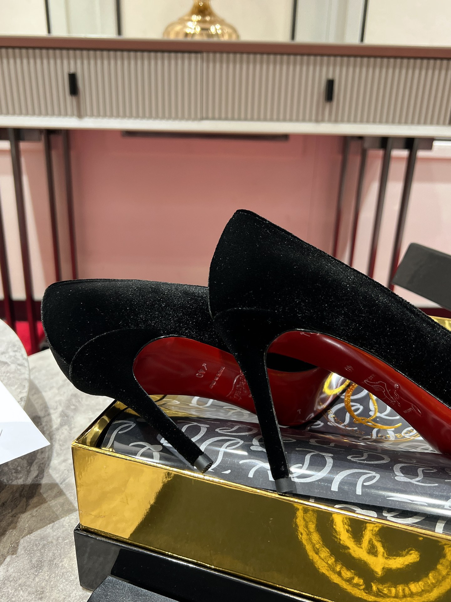 Louboutin Kate Max 100 mm Pumps - Velvet d'Or - Black - Women Black