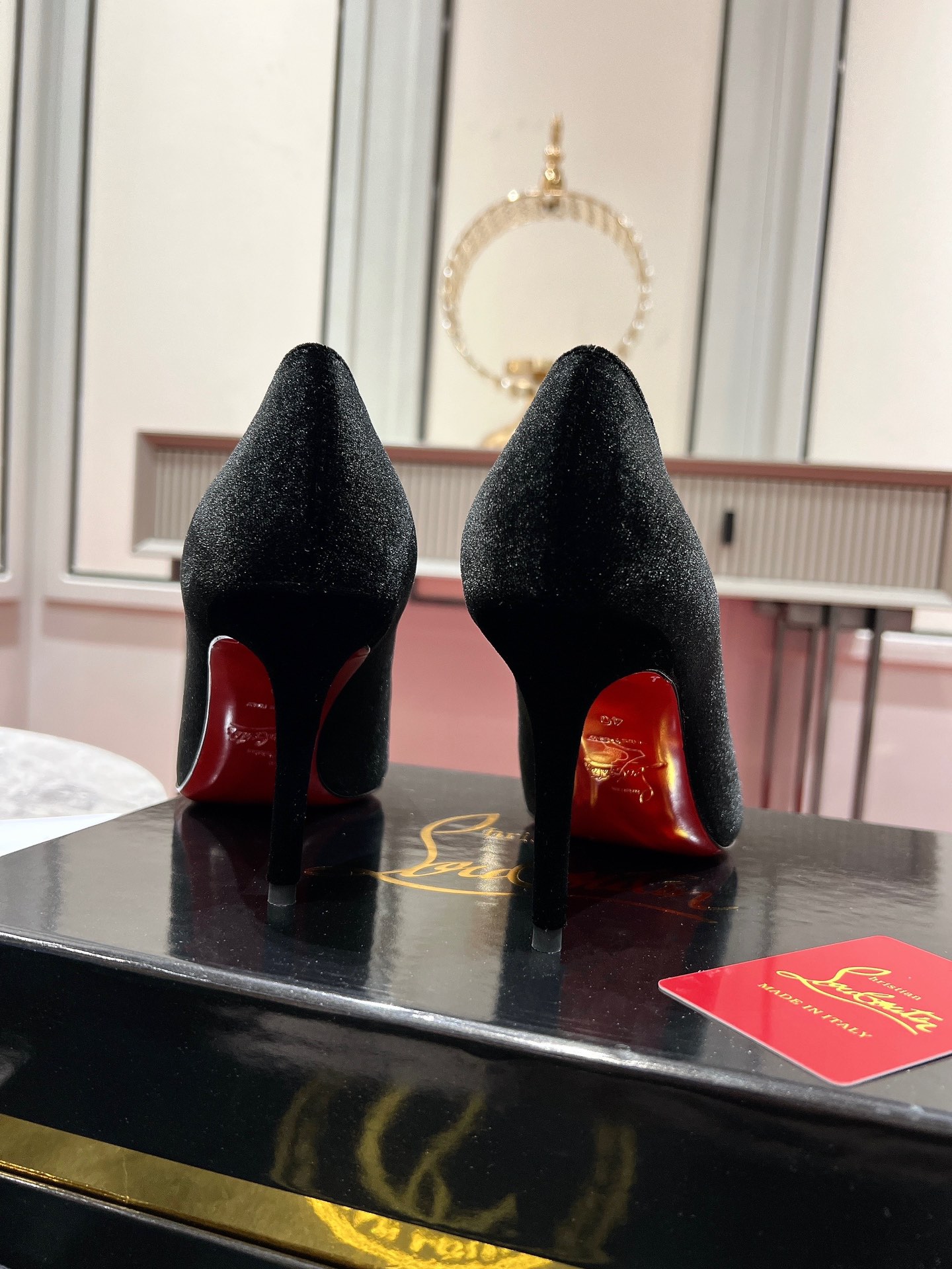 Louboutin Kate Max 100 mm Pumps - Velvet d'Or - Black - Women Black