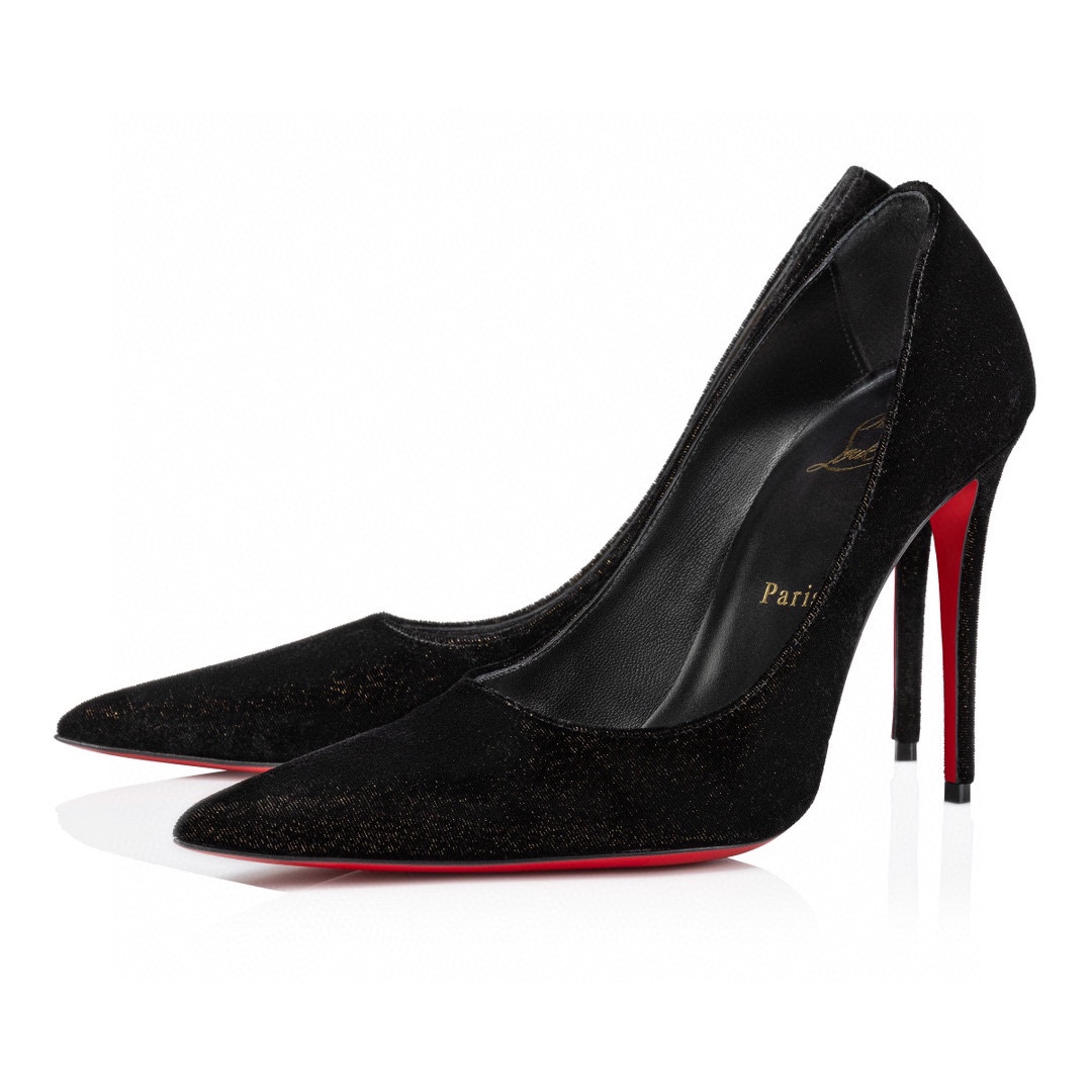 Louboutin Kate Max 100 mm Pumps - Velvet d'Or - Black - Women Black