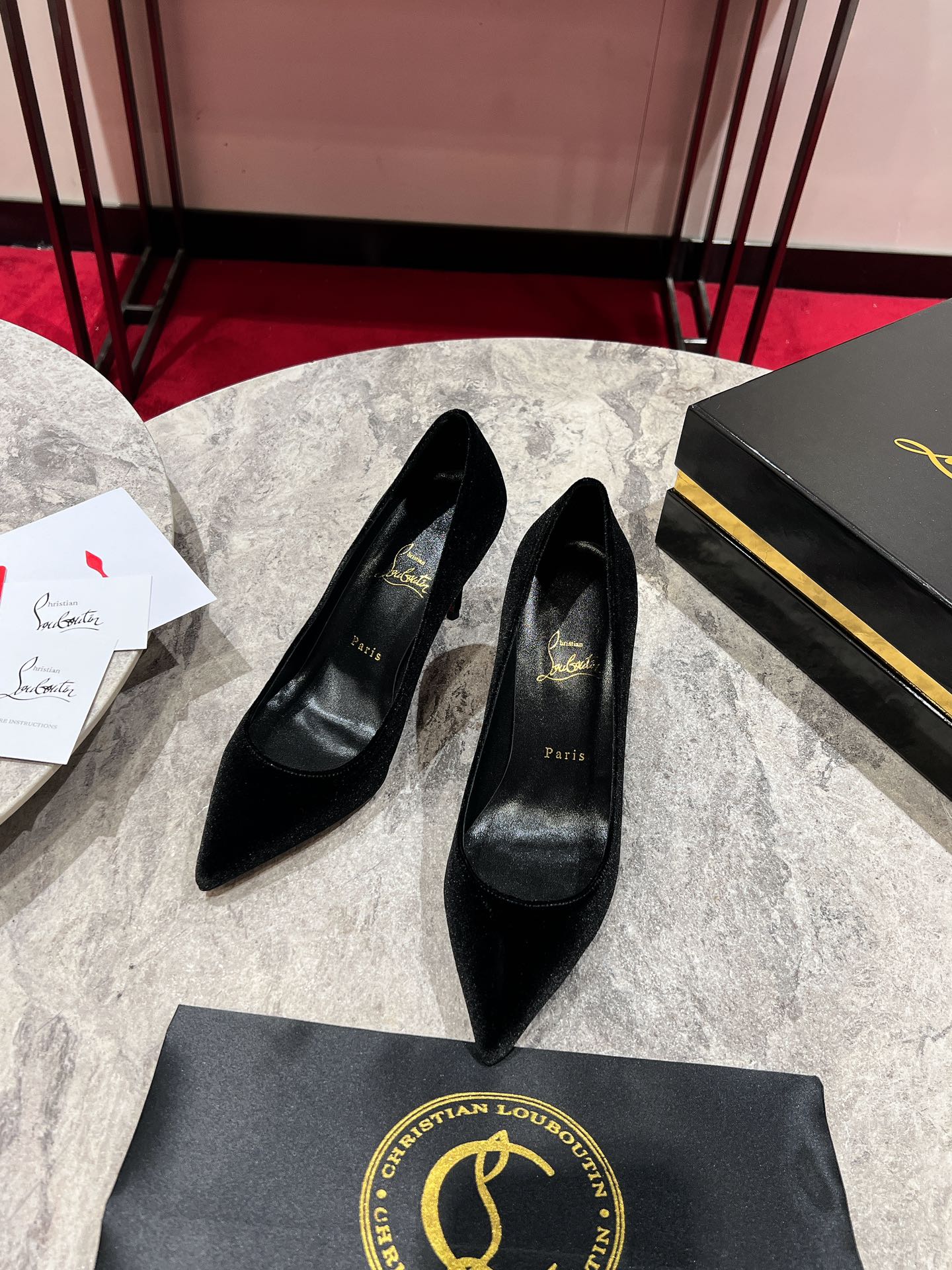 Louboutin Kate Max 100 mm Pumps - Velvet d'Or - Black - Women Black