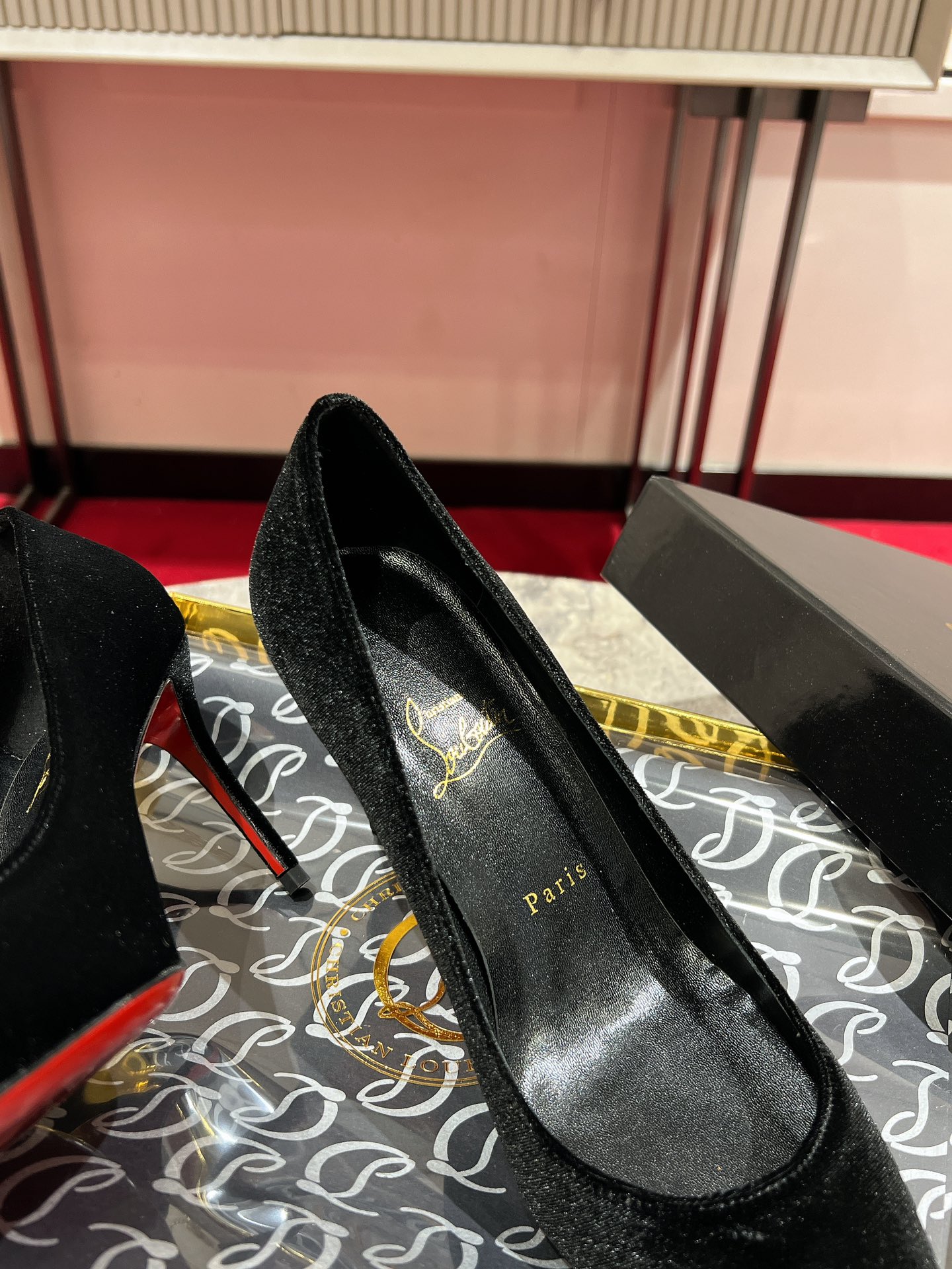 Louboutin Kate Max 100 mm Pumps - Velvet d'Or - Black - Women Black