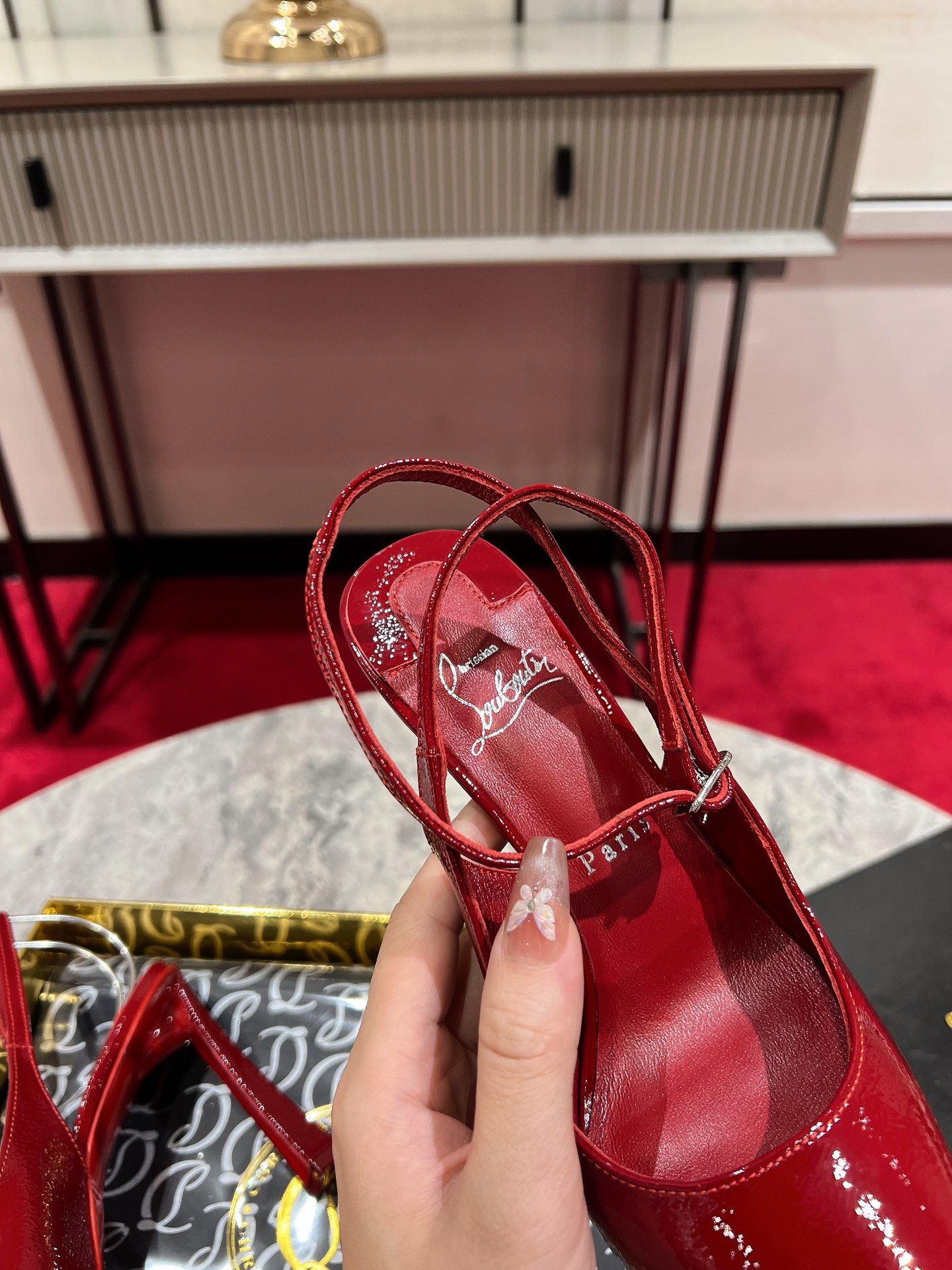 Louboutin Condora Strap 100 mm Strappy pumps - Vog patent leather - Loubi - Women