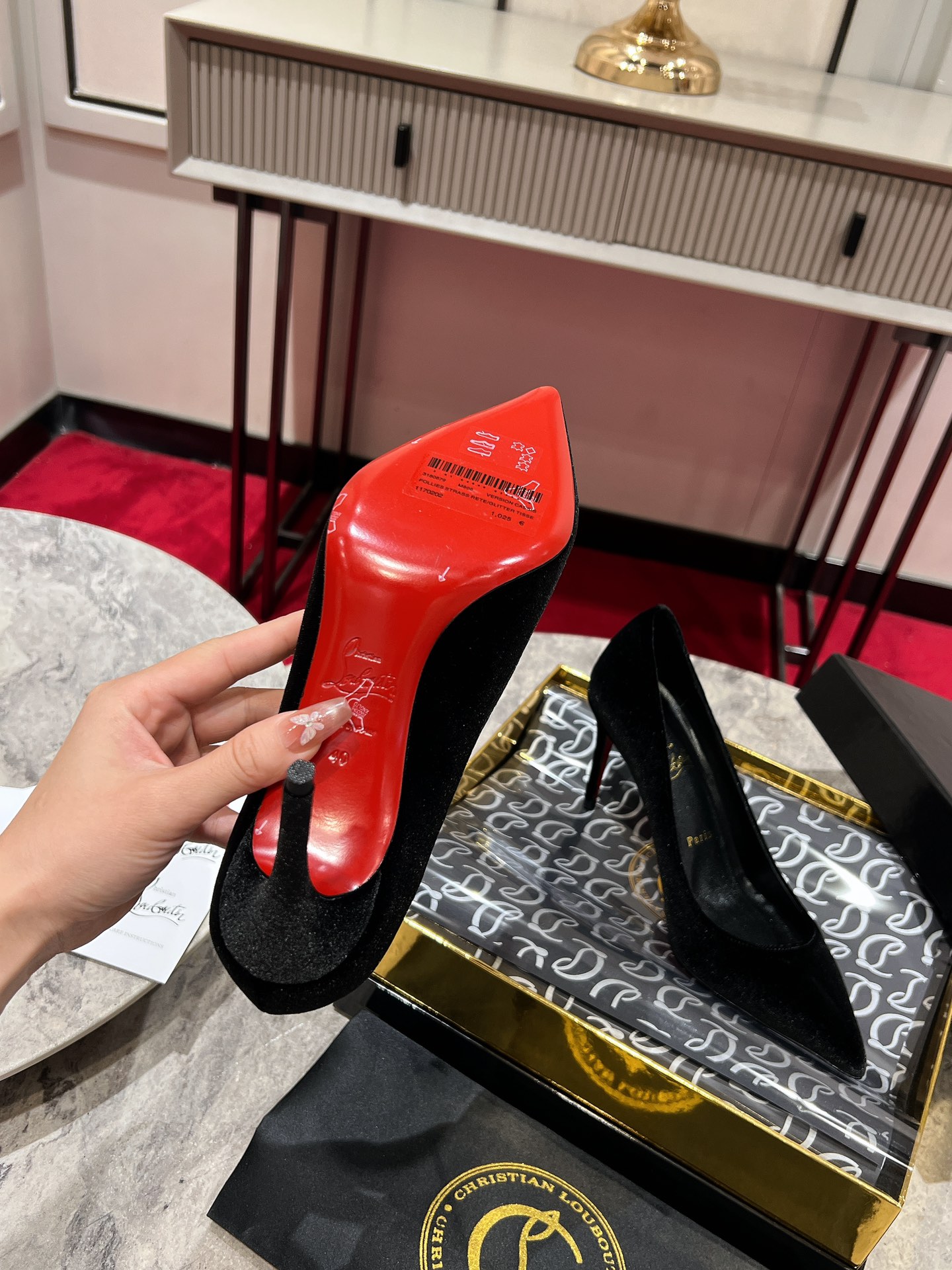 Louboutin Kate Max 100 mm Pumps - Velvet d'Or - Black - Women Black