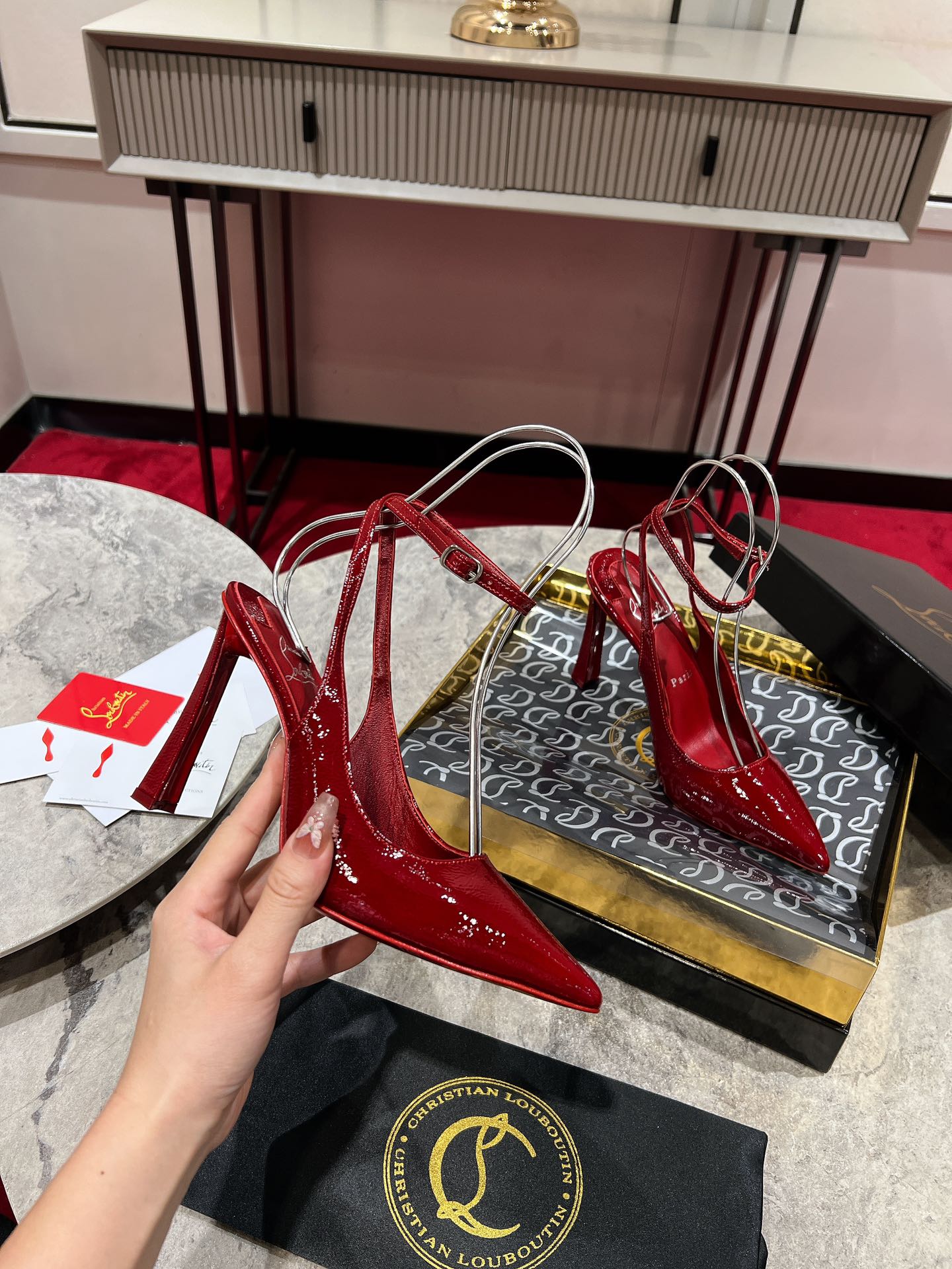 Louboutin Condora Strap 100 mm Strappy pumps - Vog patent leather - Loubi - Women