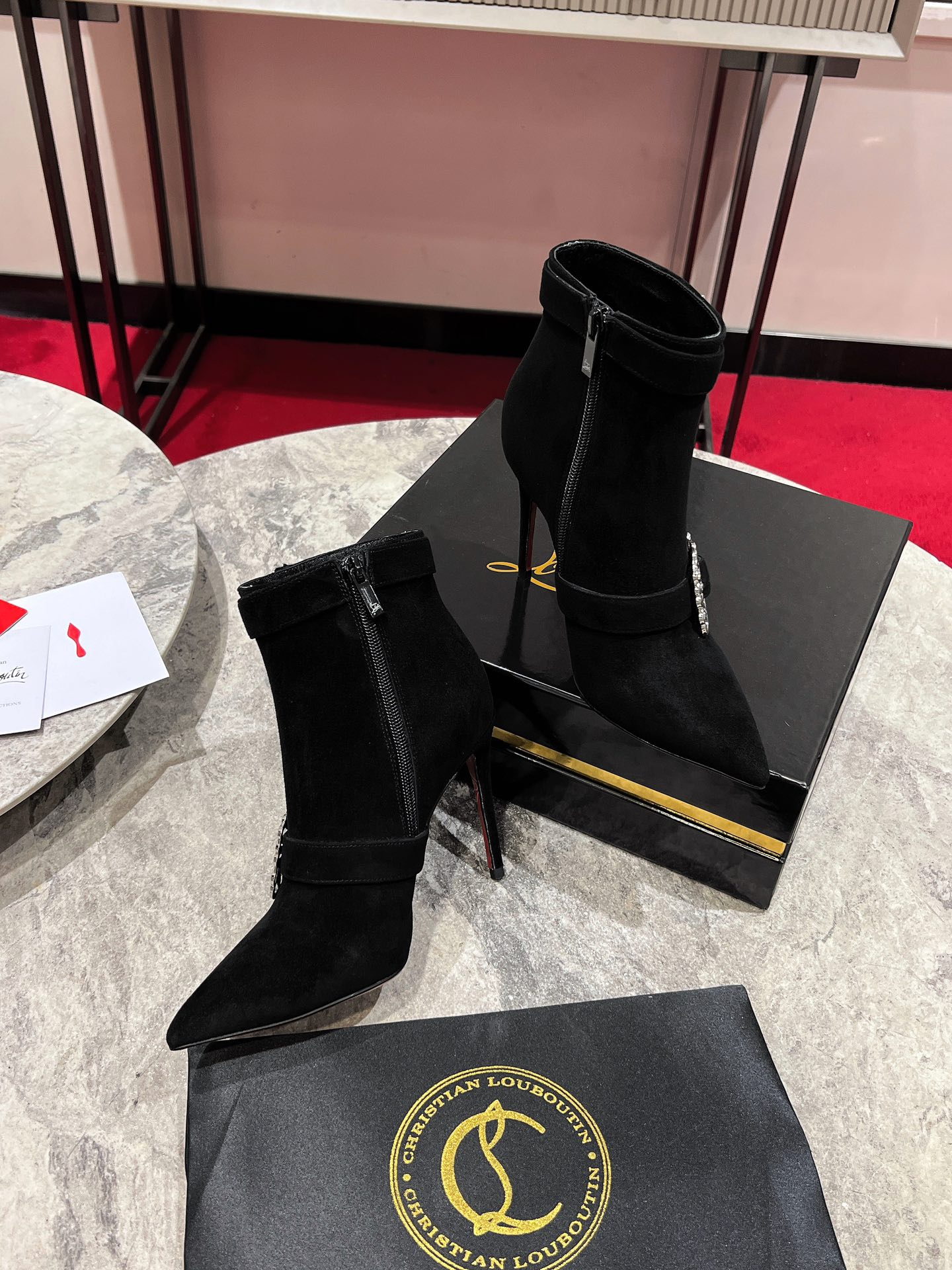 Louboutin Giddylina Booty 100 mm Low Boots - Calf leather - Black - Women