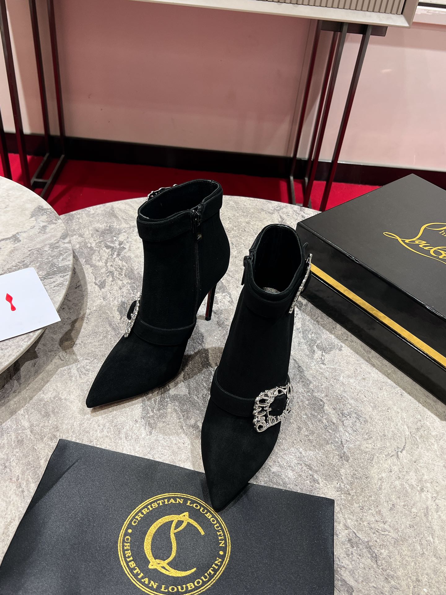 Louboutin Giddylina Booty 100 mm Low Boots - Calf leather - Black - Women