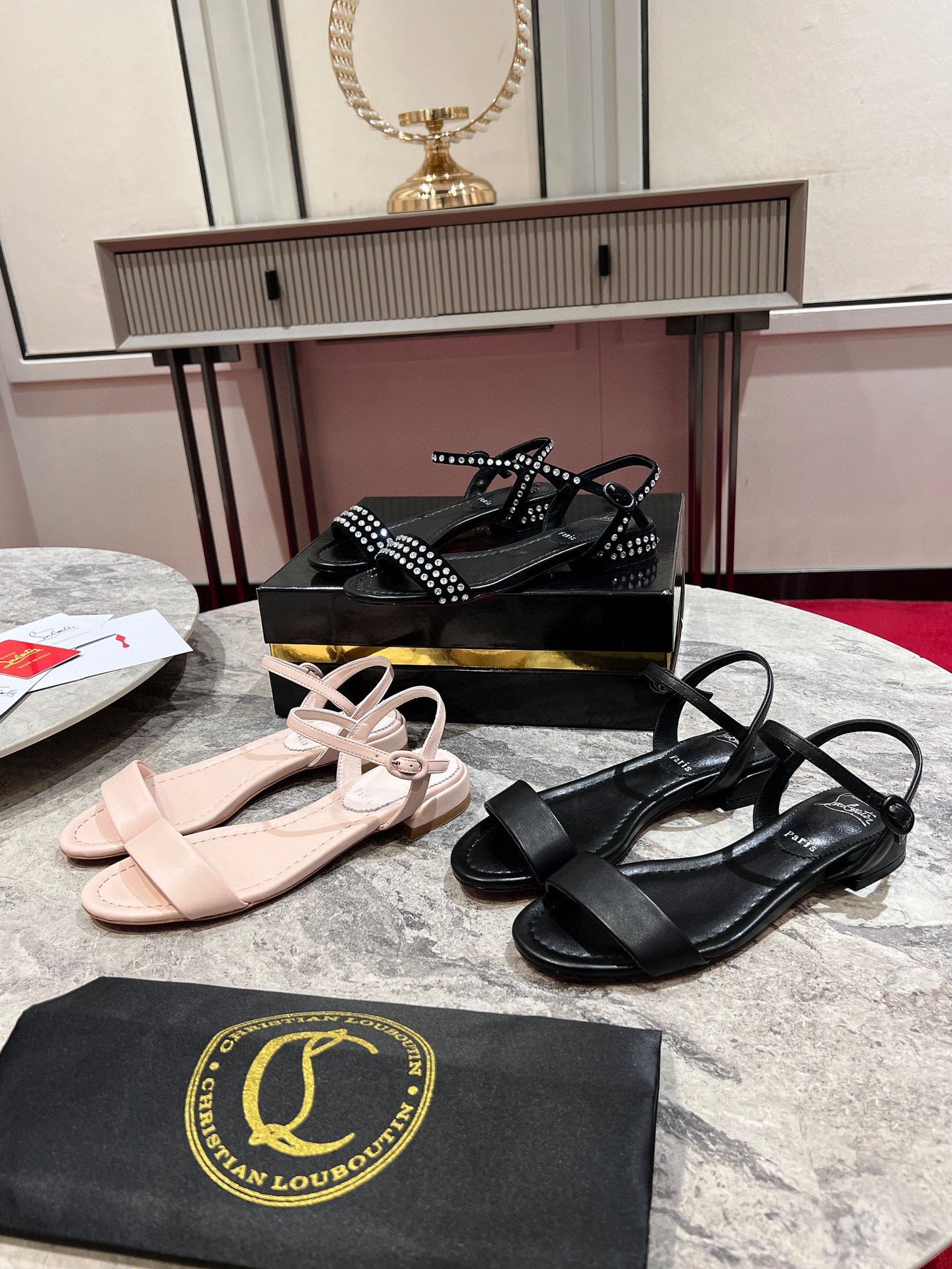 Louboutin Sweet Jane diamond flat sandals
