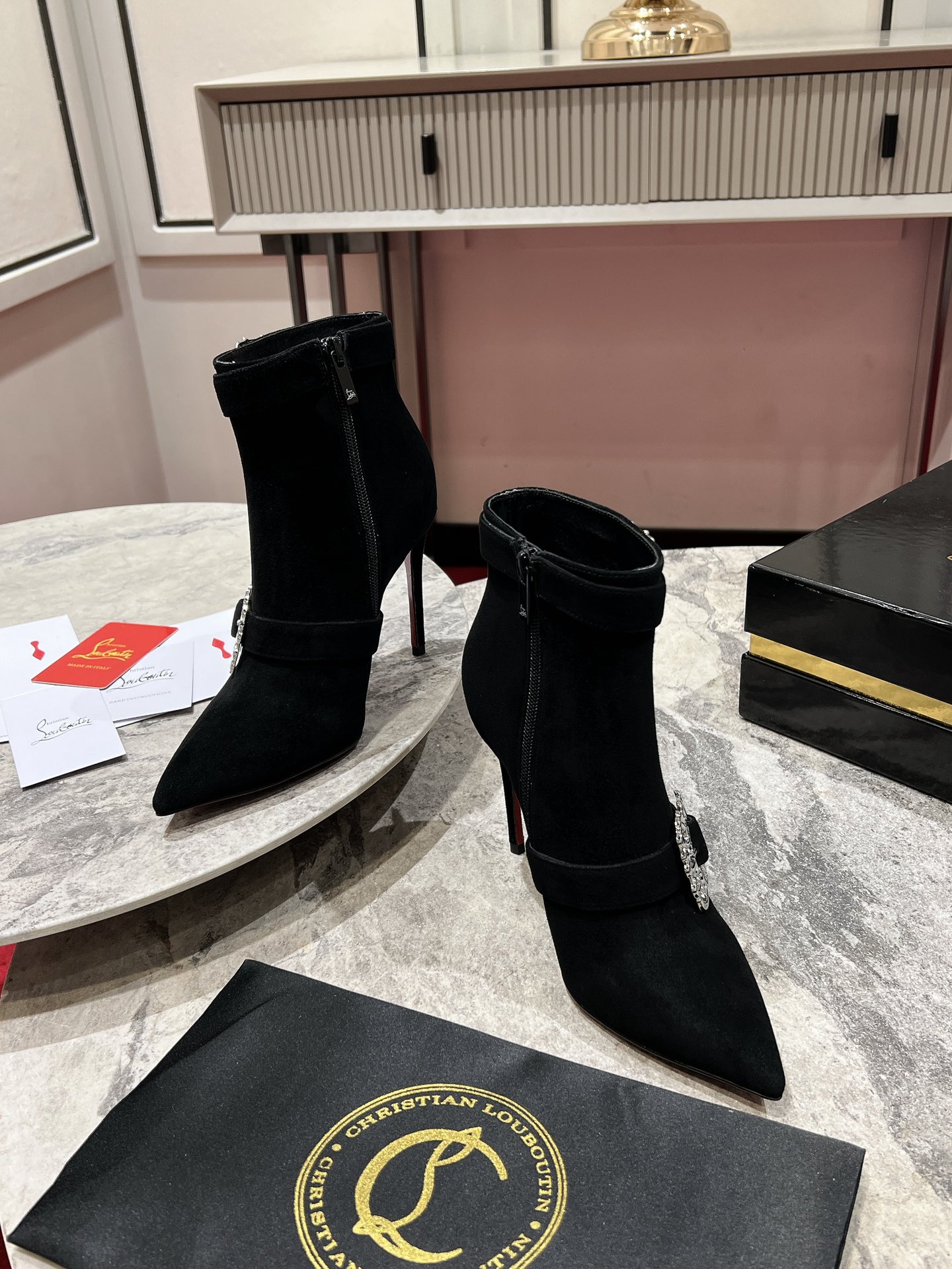 Louboutin Giddylina Booty 100 mm Low Boots - Calf leather - Black - Women