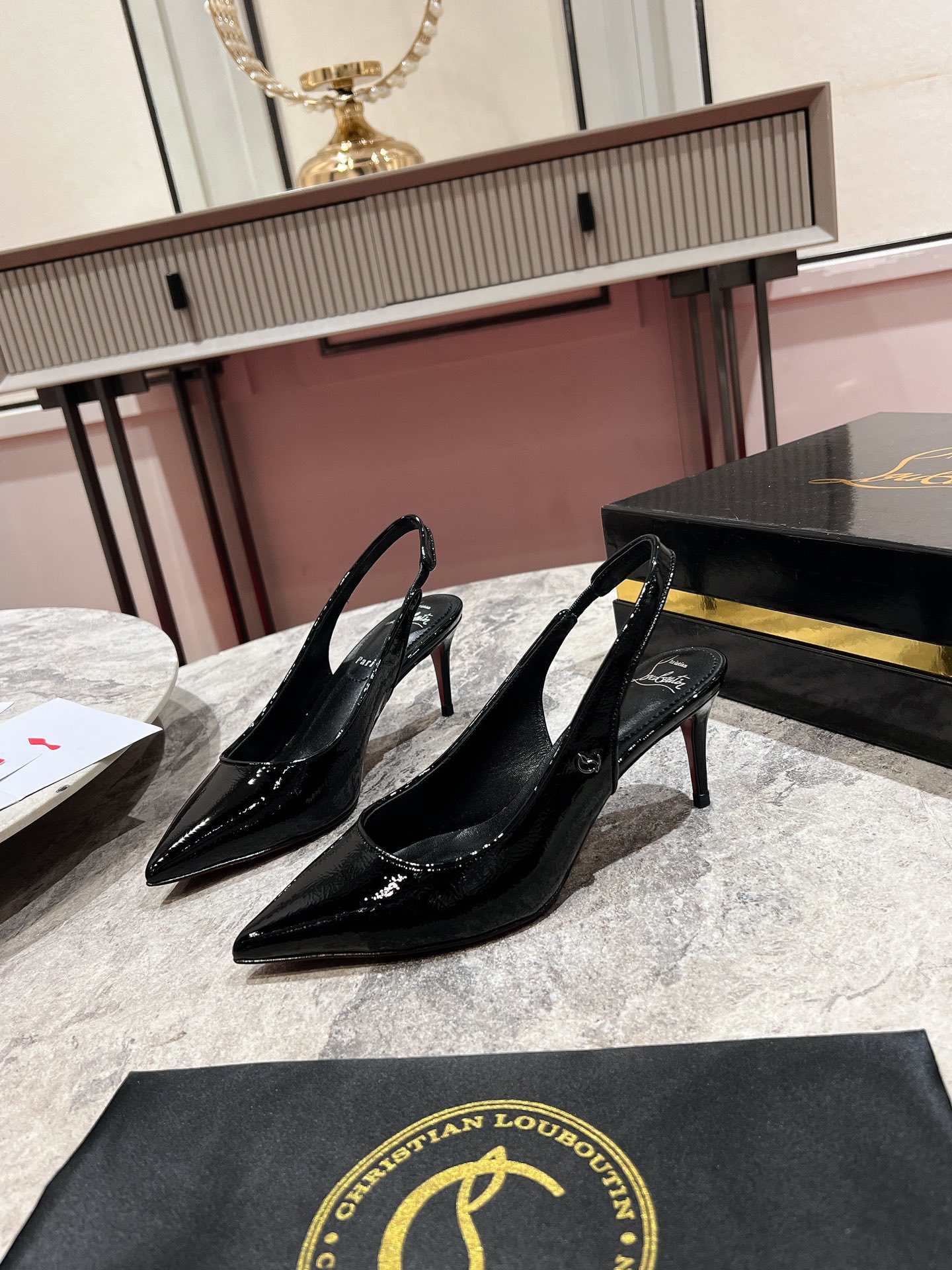 Louboutin Sporty Kate Sling 55 mm Sling back pumps - Nappa leather - Blush - Women