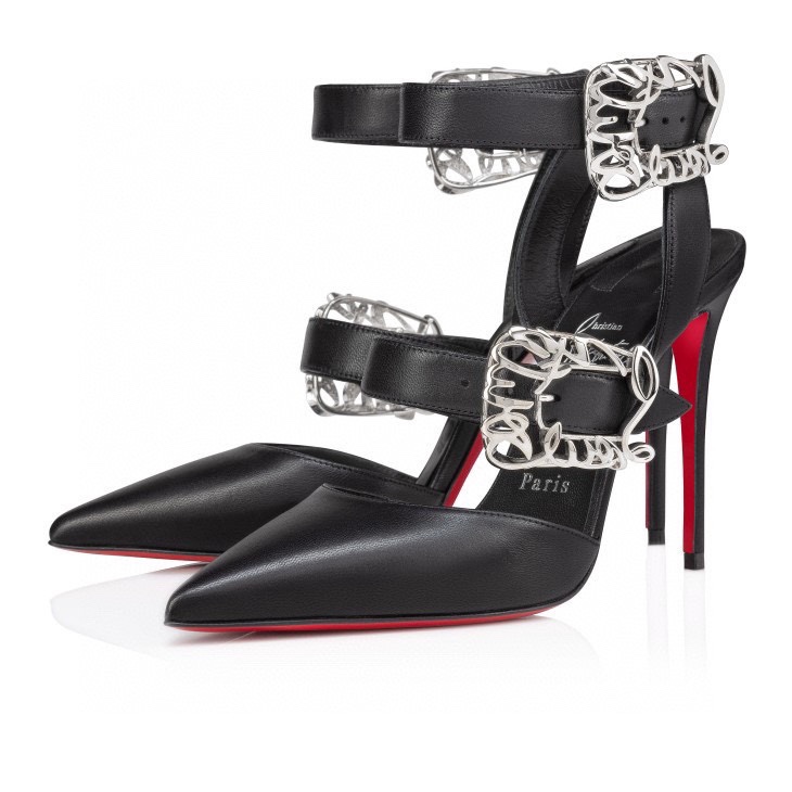 Louboutn GIDDYLINA - 100 MM STRAPPY PUMPS - NAPPA LEATHER - BLACK - WOMEN