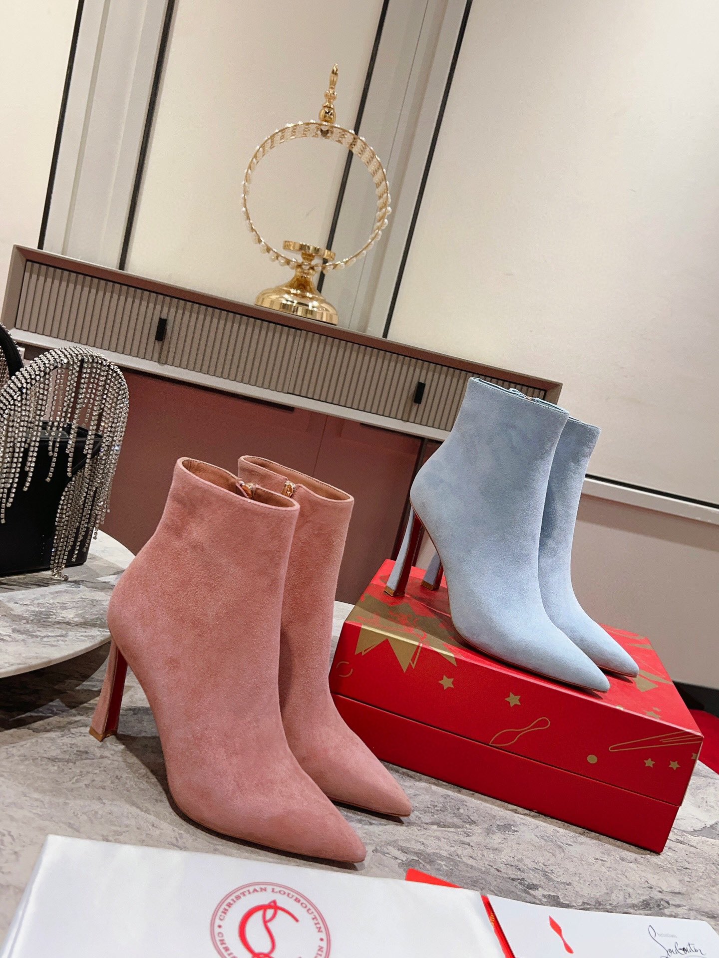 Louboutin Condora 100 suede ankle boots