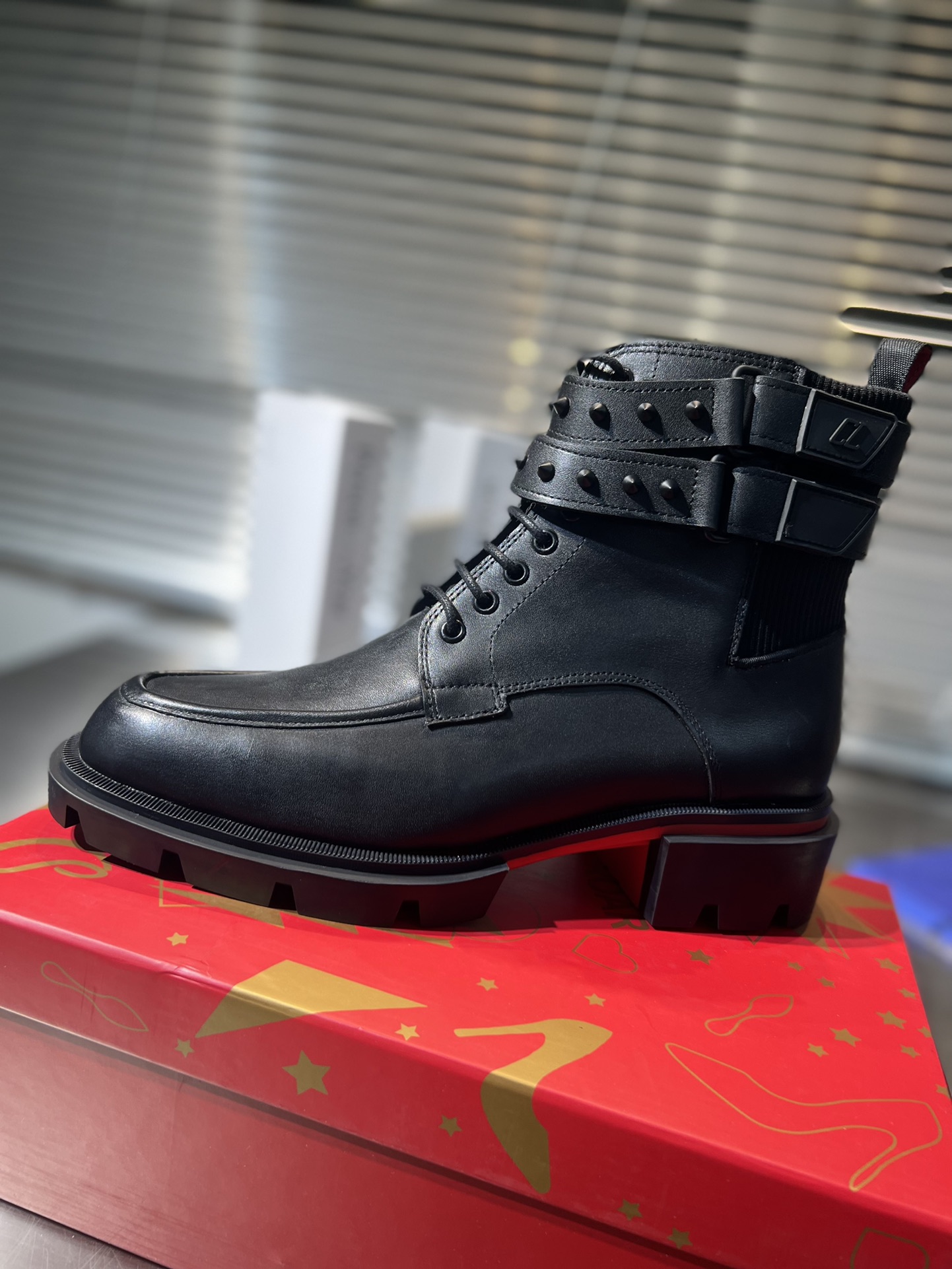 Christian Louboutin Mens Boots Our Fight Black Leather