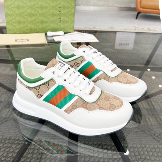 Gucci White Beige Green Sneaker   GCC161