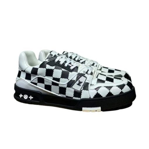 LOUIS VUITTON TRAINER SNEAKER BLACK WHITE DAMIER   LVS046