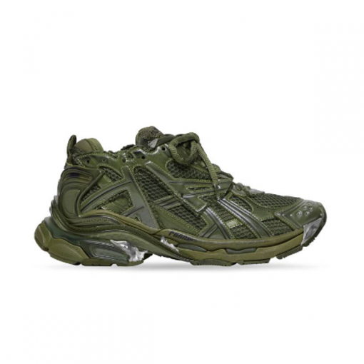 BALENCIAGA RUNNER TRAINERS IN DARK GREEN MESH AND NYLON   BLA025