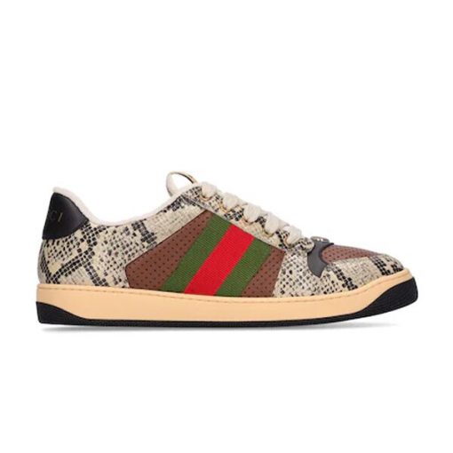 GUCCI SCREENER PYTHON-EMBOSSED LEATHER SNEAKER   GCC108
