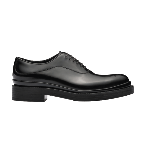 PRADA MONOLITH BRUSHED LEATHER OXFORD SHOES   PRS040