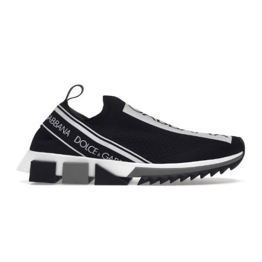 DOLCE   GABBANA SORRENTO LOGO SLIP ON BLACK WHITE ?��� DG030
