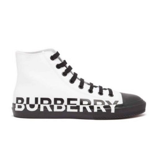 BURBERRY LOGO PRINT GABARDINE HIGH-TOP SNEAKERS   BBR029