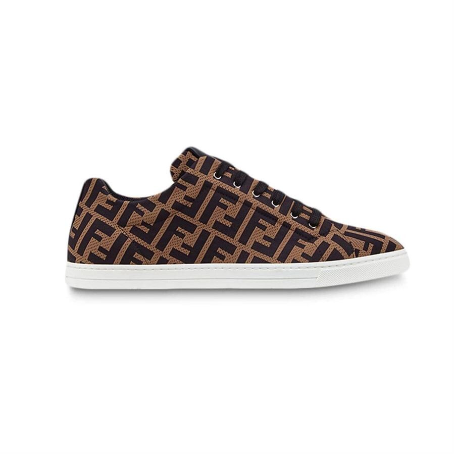 FENDI SNEAKERS BROWN FABRIC LOW-TOPS   FDS007