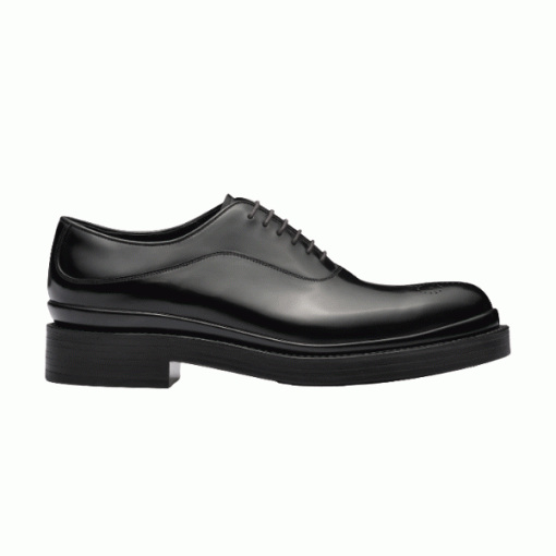 PRADA MONOLITH BRUSHED LEATHER OXFORD SHOES   PRS040