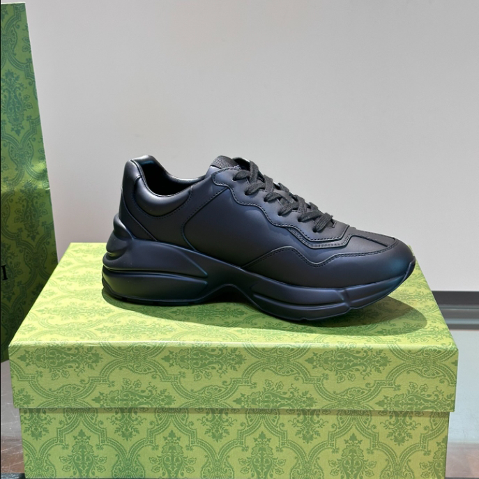 Gucci Rhyton Black Leather Sneaker   GCC172