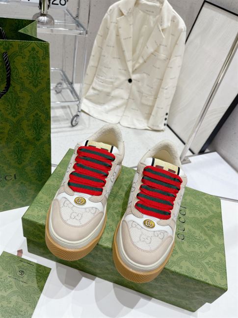 GUCCI SCREENER SNEAKERS IN GG LUREX AND NABUK   GCC123