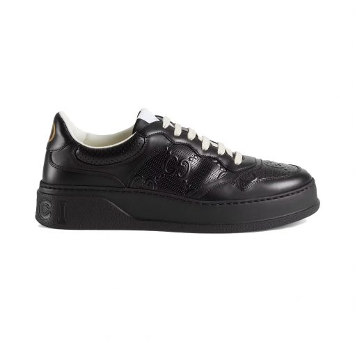 GUCCI MEN S GG EMBOSSED SNEAKER BLACK LEATHER   GCC004