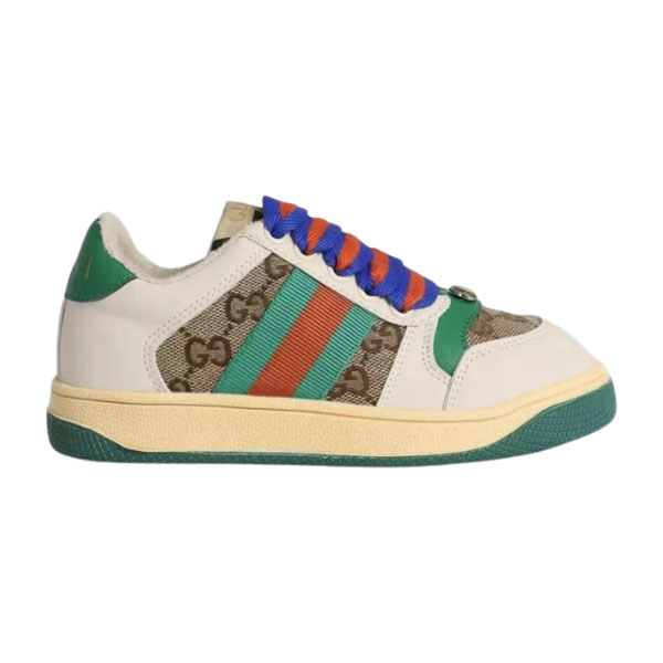 GUCCI SCREENER GG TRAINERS GREEN MONOGRAM   GCC143