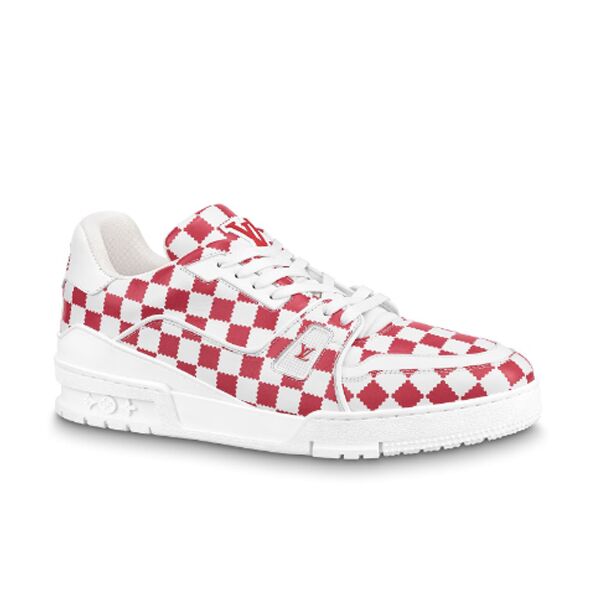 LOUIS VUITTON TRAINER SNEAKER RED WHITE DAMIER   LVS044