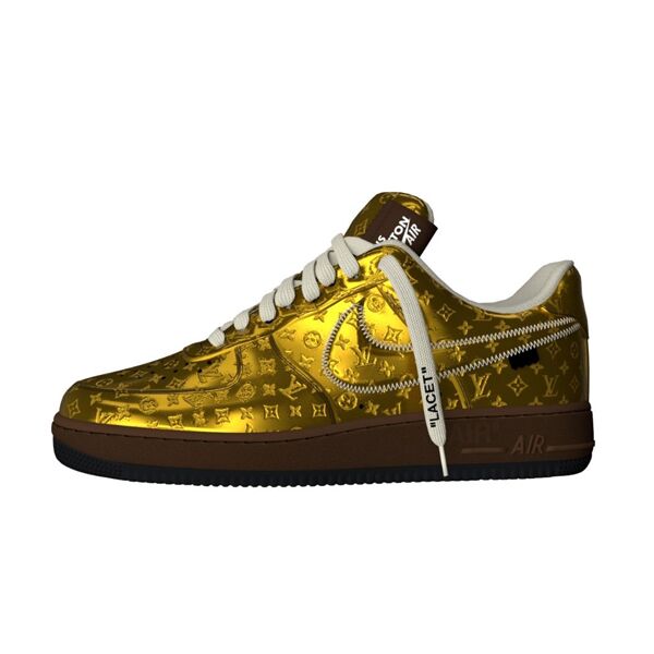 LOUIS VUITTON X NIKE AIR FORCE 1 LOW-TOP SNEAKERS IN GOLD   LVS114