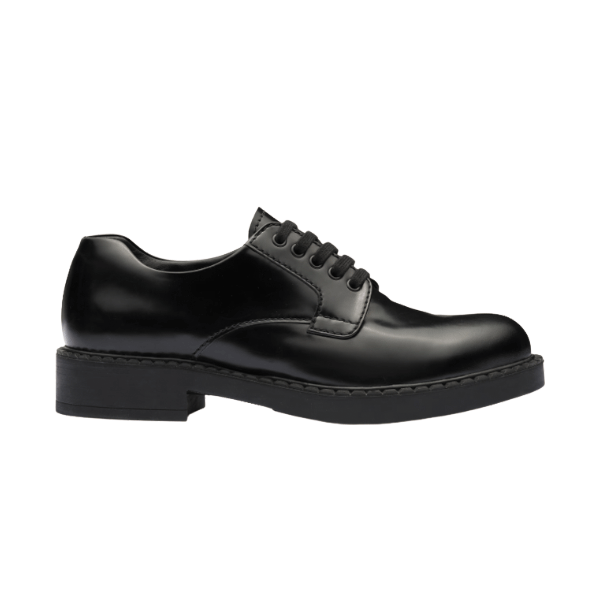 PRADA MONOLITH BRUSHED LEATHER DERBY SHOES   PRS038