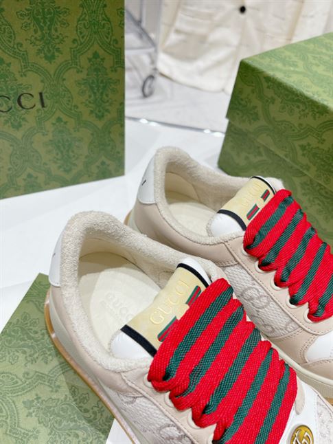 GUCCI SCREENER SNEAKERS IN GG LUREX AND NABUK   GCC123