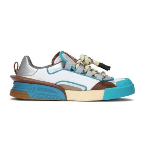 DOLCE   GABBANA MIXED-MATERIAL PORTOFINO SNEAKERS IN MULTICOLOR �C DG037