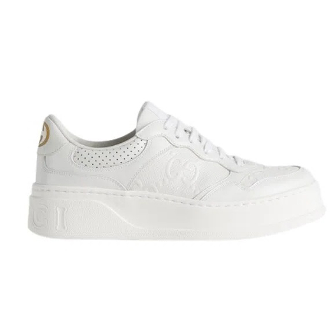 Gucci Embossed White Leather Sneakers   GCC197