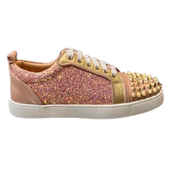Christian Louboutin Red Bottom Pink Glitter Sneaker   CLS044