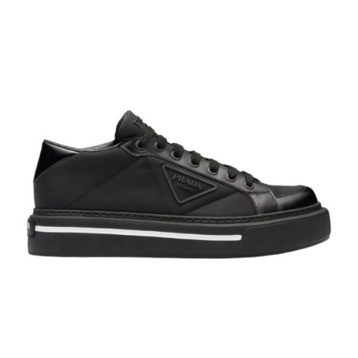 PRADA MACRO RE-NYLON AND BRUSHED LEATHER SNEAKERS   PRS058