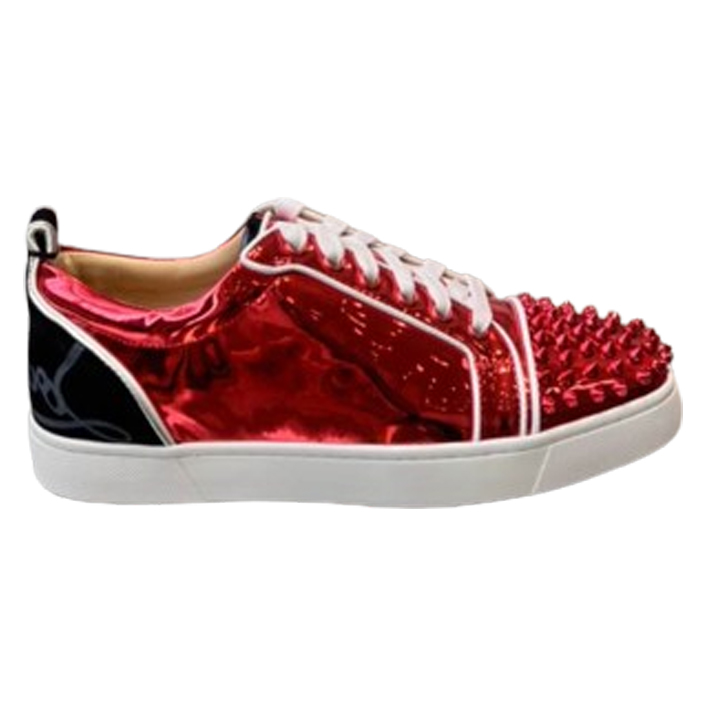 Christian Louboutin Fun Louis Junior Spikes Red Patent Leather Sneaker   CLS041