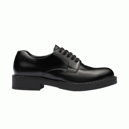 PRADA MONOLITH BRUSHED LEATHER DERBY SHOES   PRS038