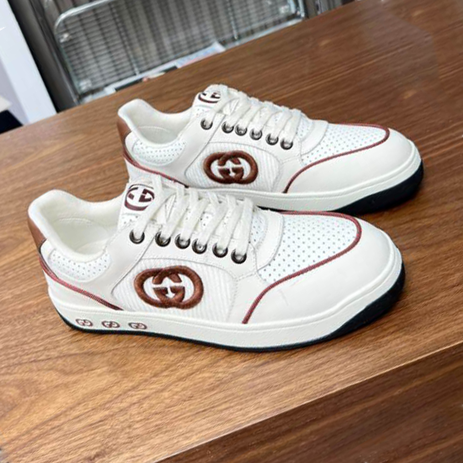 Gucci White Brown Logo Sneakers   GCC204